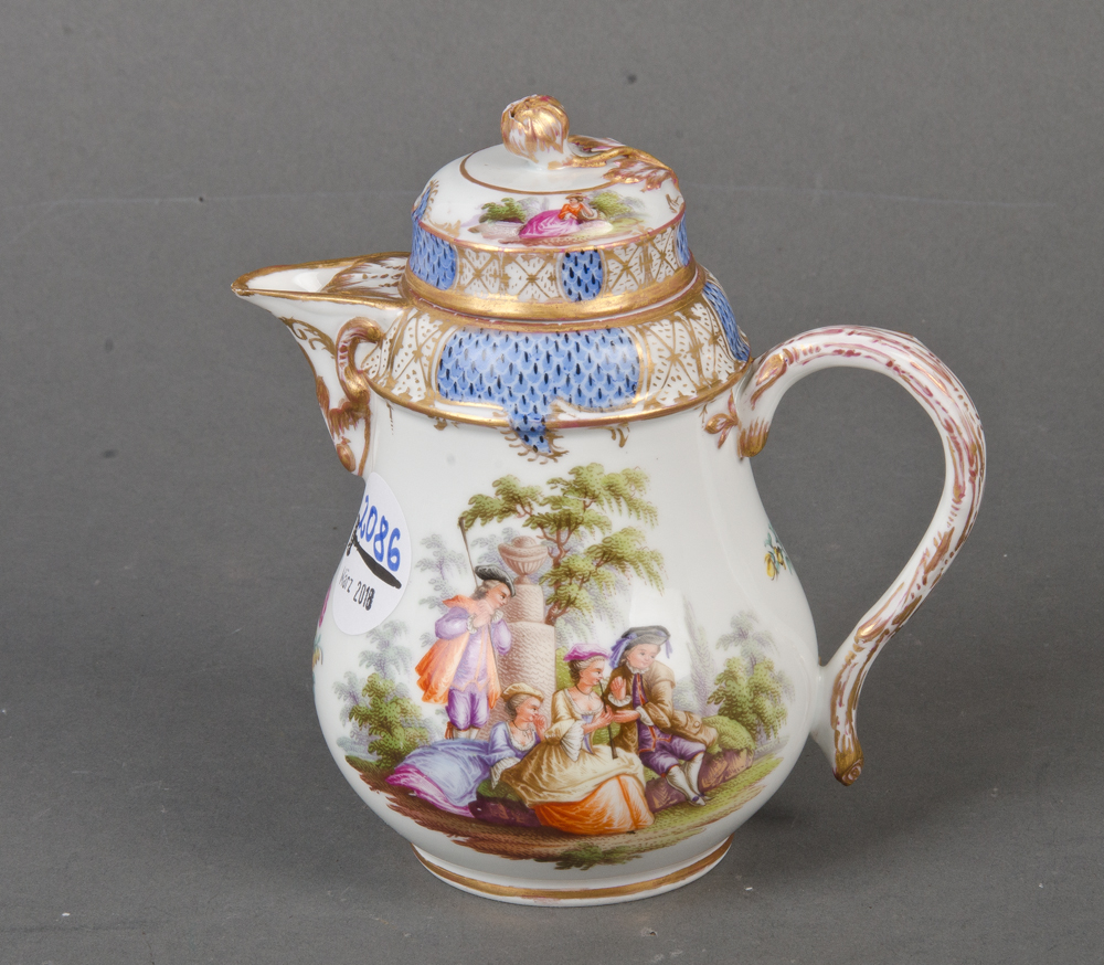 Kanne. Meissen 19. Jh. Porzellan, bunt auctions & price archive