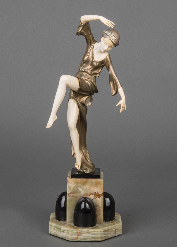 Tänzerin art deco Style 1882-1943 Bronze Skulptur nach Ferdinand Preiss 